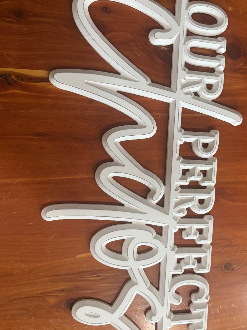 Our perfect chaos wall sign saying